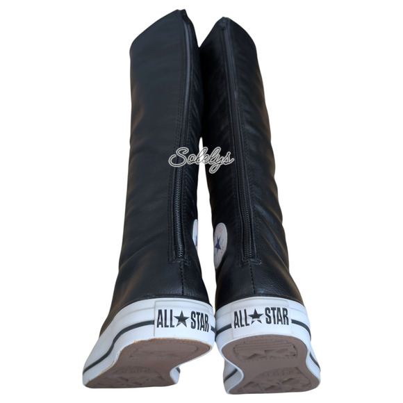 Converse 2010 XXHI Black Leather Lace Up Zip Back Sneaker Boot Womens 6 RARE - Picture 9 of 13